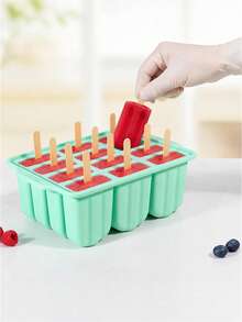 12-Cavity Soft Silicone Popsicle Mold With Anti-Odor Lid, DIY Ice Pop Maker, Reusable And Cost-Effective, Suitable For Homemade Fruit Ice Pops In Summer - Multiple Styles and Colors - View 7