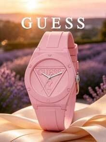 Guess Women's Quartz Watch, Soft Pink Touch Silicone Strap, Embossed Triangle Logo Dial, Youthful Style, Summer Beach Travel, Casual Gathering, Fashion Accessory - one-size - View 8