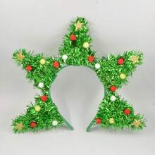 1 Stück Weihnachtsbaum-Haarreif, grüner Metall-Draht-Haarreif mit Sternen und Bommeln, Erwachsenen-Feiertagsparty-Kostüm-Haaraccessoire, Feiertags-Fotorequisite, Weihnachtsbedarf - Mehrfarbig - Übersicht 4