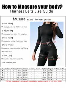 1pc Women's Dark Minimalist Double Layer Leg Tie Waist Belt Harness, Suitable For Halloween, Carnival, Party, Daily Outfit Accessory - Black - View 3