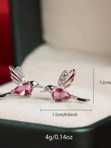 1對精緻蜂鳥流蘇耳環，動物主題吊墜飾品，適合女性日常配戴及婚禮等特殊場合 - 彩色 - 查看 3