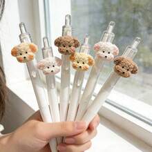 1pc Random Plush Bread Dog Pendant Pen, Cute And Stylish 0.5mm Black Ballpoint Pen, INS Style Black Quick-Dry Pen, Practice Pen, Retractable Pen, For Writing And Learning - One Size - View 3