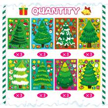24pcs Christmas Tree DIY Stickers - Create Various Holiday Tree Patterns With Decorations And Stars, An Interactive Puzzle Toy To Promote Brain Development, Suitable For Children's Parties, Gift Wrapping, Classroom Activities, Christmas And Holiday Gifts - Mixed Color - View 7