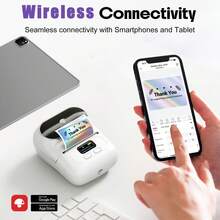 Phomemo M110 Wireless Label Printer - 203dpi Portable Label Maker, Suitable For Small Businesses, Offices, Stores - Compatible With IOS/Android And PC - Suitable For Barcode, Price, Logistics, Address And Clothing Labels - White - View 6