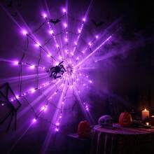Battery Powered Spider Web LED String Lights, 1pc Halloween Decoration Lights, Purple, Indoor/Outdoor Use, No Spider Accessories Included, Perfect For Party, Garden, Home Decor - Batteries Not Included - Multicolor - View 2