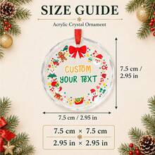 Custom Round Christmas Ornament With Text, Personalized Festive Holiday Hanging Decor, Cheerful Santa Snowman Christmas Tree Style, Customized Christmas Tree Ornament, Customizable Name Keepsake, Christmas Home Decor, Holiday Gift, Christmas Gift - Style a - View 3