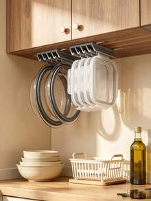 1pc Under Cabinet Multi-Slot Lid Organizer, Wall-Mounted Space-Saving Kitchen Storage Rack, Container Lid Organizer With Installation Accessories, Multiple Colors Available - Multicolor - View 5