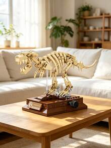 268/317/188/191/1pc Dinosaur Skeleton Building Blocks, DIY Assembled Fossil Model With Movable Limbs And Display Stand, Living Room Desktop Bookshelf Decor, Suitable For Dinosaur Enthusiasts And Collectors As Birthday, Holiday, Back To School Gift - Multicolor - View 5