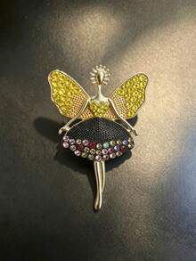 1pc Shiny Crystal Fairy Ballerina Brooch, Blue & Pink Rhinestone Elf Collar Flower, Women's Coat Party Accessory, Christmas Gift, Suitable For Hats, Jeans, Scarves, Shawls, Sweaters And Cardigans, Daily Wear And Gifts - Multicolor - View 11