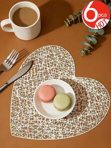 6-24pcs Hollow Heart Heat-Insulated Coasters, Vintage Lace Style PVC Round Lace Edge Non-Slip Heat-Resistant Table Mats, Suitable For Christmas Afternoon Tea Home Party - Multicolor - View 23