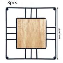 3 Pcs / 6 Pcs Iron‑Wood Spliced Heat‑Resistant Mats, Hollow Iron Frame For Heat Dissipation, Holds Hot Pots, Kettles And Cups, Suitable For Dining Tables, Kitchen Countertops For Placing Hot Pots, Kettles, Cups And Tableware - Multicolor - View 9