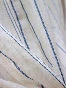 1pc Blue Vertical Striped Japanese Style Sheer Curtain With Tie-Up, Short Partition Curtain For Small Window - 1PC - View 10
