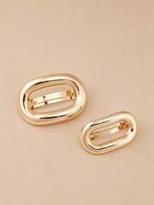 2pcs Solid Color Minimalist Style Two Sizes Combination Spring Hair Clips, Simple And Low-Key Women's Hair Accessories - Multicolor - View 2