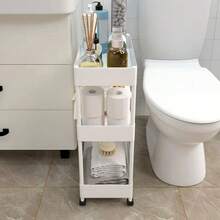 LÈRFM [okadytop] Carro de almacenamiento multifuncional de 3 capas, herramienta de almacenamiento para el hogar, estante de almacenamiento multifuncional para baño, oficina y cocina - Blanco - Ver 5