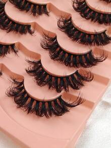 7 Pairs 5d Volume False Eyelashes Fluffy Russian Big Curling Imitation Mink Hair Eyelashes Dramatic Makeup Effect Suitable For Parties Stages And Travel - Black - View 6