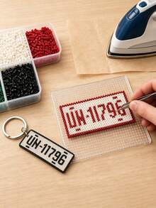 Ayotu Personalized Perler Bead Keychain - Customized License Plate Design (Letters/Numbers/Patterns) Pixel Bead Style Key Ring - Ideal Gift For Driving Enthusiasts, Birthday, Anniversary, Christmas, Valentine's Day, Elegant Car Key And Bag Charm, Anniversary Gift - Multicolor - View 7