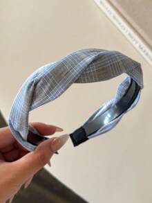 1/3PCS Korean Style Fabric Plaid Headband, Elegant Fashion Cross Wide Headband, Versatile Non-Slip Hair Accessory For Women - Multicolor - View 8