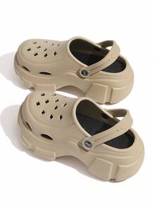 Women's Summer Clogs, 8cm Ultra Thick Platform Sandals, Minimalist Beach Slides, High Heel Anti-Slip Closed Toe Wedge Sandals, Size 34-41 - Khaki - View 5