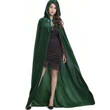 1pc Halloween Hooded Cape, Witch Costume Accessory, Halloween Decoration, Demon, Vampire And Fairy Costume, Halloween Cosplay Performance Prop, Gothic Style Outfit, Suitable For Carnival, Costume Party, Christmas Party And Dance Performance - Multicolor - View 3
