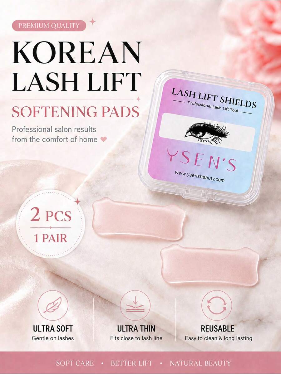 Professional Korean Eyelash Lift Step 1 2pcs Reusable Silicone Softening Pads - Baby Pink - View 1