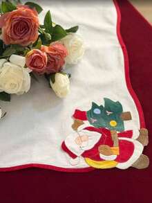 1/2/4pcs Holiday Party Decoration Napkins, Christmas Home Dinner Table Decor, Creative Atmosphere Photo Props - White - View 6