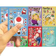 8pcs DIY Puzzle Stickers, Face Funny Anime Cartoon Assembly Stickers, Waterproof Stickers, Tear Off Without Leaving Glue, Perfect Birthday Gift, Little Surprise - Multicolor - View 2
