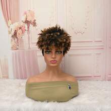 Women Black Short Kinky Curly Synthetic Headband Wig, Fluffy Natural Non‑Glueless No Lace Easy Wear Wig For Daily Party Date - Multicolor - View 20