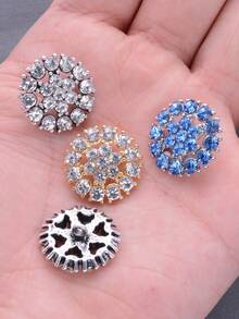 10pcs/Pack Snowflake Hollow Rhinestone High-End Metal Buttons, Suitable For Skirts, Dresses, Cardigans, Hand-Sewn Buttons, Suitable For Coats, Sweaters, Suits, Evening Gowns, Tops Decorative Buttons, Shoes And Hats Gift Boxes, DIY Accessories - Multicolor - View 11