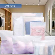 10pcs/20pcs Travel Storage Bag Set, Matte Self-Sealing Bags, Reusable And Waterproof Travel & Storage Bags, Suitable For Clothing, Travel Essentials, Etc., Durable Plastic Organizer Bags, 5 Sizes Available - View 1
