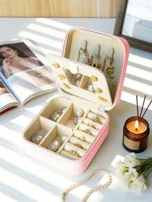 1pc Large Capacity Jewelry Box, Jewelry Storage Box, Multi-Function Jewelry Display Box, Jewelry Box With Mirror, Women's Gift, Christmas Gift, Travel Essential - Multicolor - View 10
