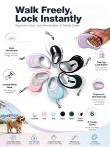 Telescopic Dog Skin, One Click Lock Pet Walking Dog Skin, Comfortable Anti Slip Handle, Suitable For Cats And Dogs To Go Out And Play - Multicolor - View 4