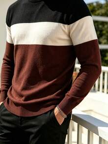 ALTZTAR Men's Crew Neck Long Sleeve Ribbed Knit Sweater - Brown - View 6