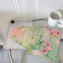 1pc Vintage Pink Lily Orchid Lotus Floral 360° Rotating Tablet Protective Case, Compatible With A16 2025, Compatible With Samsung Galaxy Tab S9 FE/S8 Plus/S7/S10, Compatible With OPPO Pad, Compatible With Huawei MatePad, Compatible With Vivo Pad, Compatible With Honor Pad, Compatible With Xiaoxin Pad - Multicolor - View 3