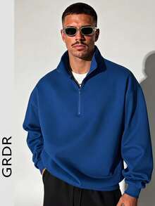 GRDR Men's Autumn/Winter Zip-Up Pullover Sweatshirt - Blue - View 3