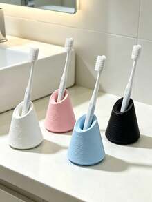 Ins Style Single Toothbrush Holder, 3D Printed Home Bathroom Countertop Toothbrush Stand, Non-Slip Stable Toothbrush Base With Delicate Textured Surface, Single Toothbrush Exclusive Storage, Ventilated Quick Drying, Anti-Accumulation - Multicolor - View 5
