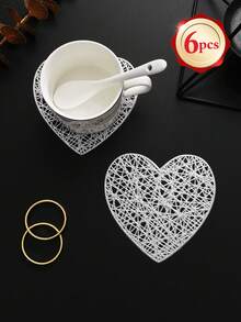 6-24pcs Hollow Heart Heat-Insulated Coasters, Vintage Lace Style PVC Round Lace Edge Non-Slip Heat-Resistant Table Mats, Suitable For Christmas Afternoon Tea Home Party - Multicolor - View 25