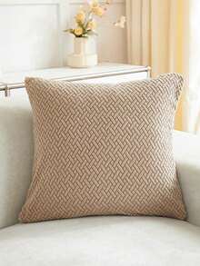 1pc Jacquard Pillowcase Sofa Cushion Cover Home Decor Protective Cover - Camel - View 4