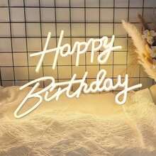 1pc Happy Birthday LED Neon Sign, Acrylic Material, Holiday Wall Decor, Suitable For Home Party And Dorm Room Wall Decoration, USB Powered, Ideal Choice For Birthday Party Theme - Happy Birthday Light Board - View 9