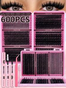 600/684/708/720pcs D-Type Curly Artificial Mink Fur False Eyelashes,Thick And Full,Light And Soft Eyelash Clusters.The False Eyelashes Are Made Of Soft Mixed Materials,Making It Easy To Create A Three-Dimensional Eye Makeup Effect.Halloween,Christmas - Multicolor - View 13