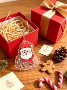 1pc Christmas Acrylic Keychain, Cute Gingerbread Tree, Santa Claus, Reindeer Cartoon Design, Christmas Stocking Filler Gift, Christmas Decoration Pendant, Christmas Promotion, Holiday Party Small Gift, Suitable For Bags And Car Keys - Multiple Styles - View 3