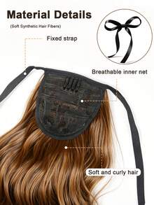 Tie-Up Double Wave Ponytail Hair Extensions, Synthetic Fiber Curly Drawstring Ponytail Wig, Suitable For Girls, Soft Large Wave Curly Hair Piece, Easy To Wear, Suitable For Daily, Halloween, Christmas Party And Cosplay, Multiple Lengths Available - Multicolor - View 7