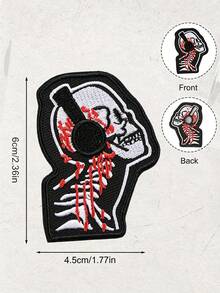 1pc Punk Music Skeleton Morale Tactical Embroidered Patch, Iron-On Arm Patch, Backpack Sticker, Suitable For Backpacks, Hats, Jackets, Etc., DIY Gift - Skeleton - View 10