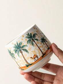 1pc 250ml Coconut Tree Saudi Coffee Cup, Ceramic Mug, Latte Art Cup, Creative Camel Tea Cup, Gift For Family, Friends, Colleagues - Multicolor - View 9