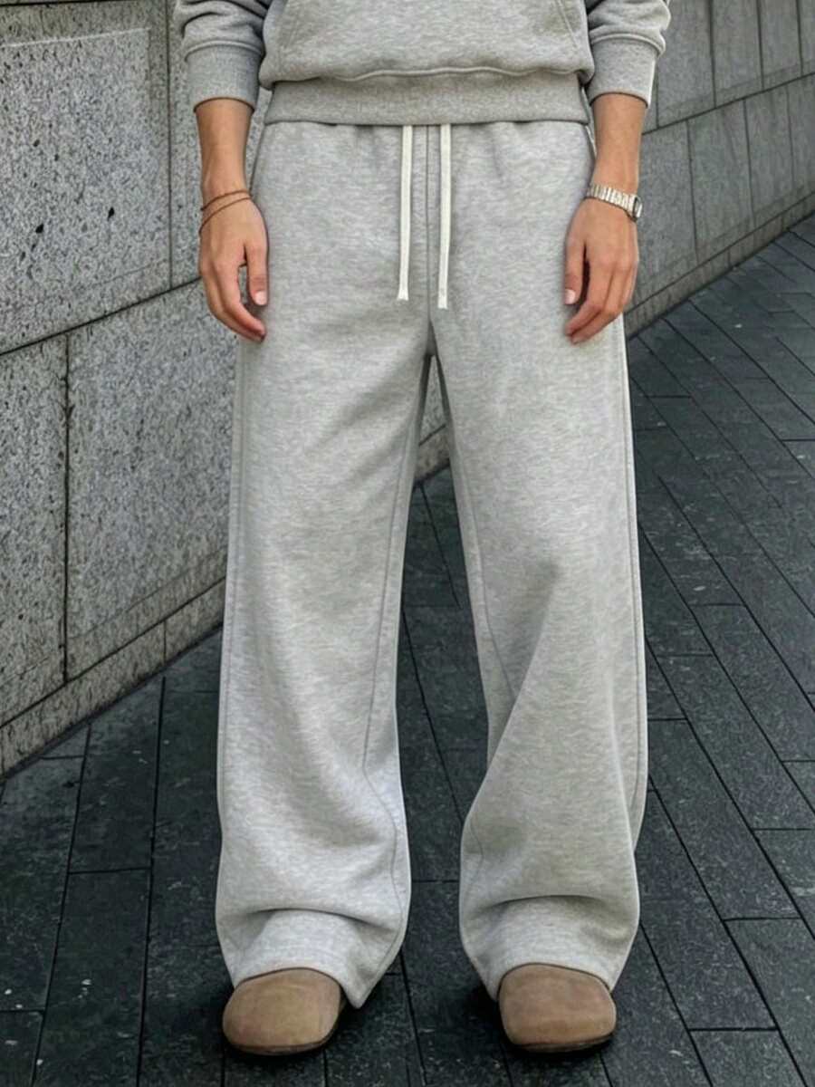 Men's Casual Sports Long Pants, Drawstring Elastic Waist Design, Spring/Summer/Autumn Men's Pants, Daily Wear, Outdoor Sports, Jogging Pants - Light Grey - View 1