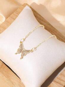 Minimalist Casual Korean Style Butterfly Necklace - Gold - View 6