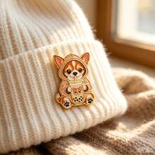 Cute Animal Enamel Pins,Dogs Giraffe Turtle Drinking Coffee Bubble Tea Lapel Pins,Metal Badge Brooch For Backpack Clothing Hat,Lovely Gift For Friends - Multicolor - View 8