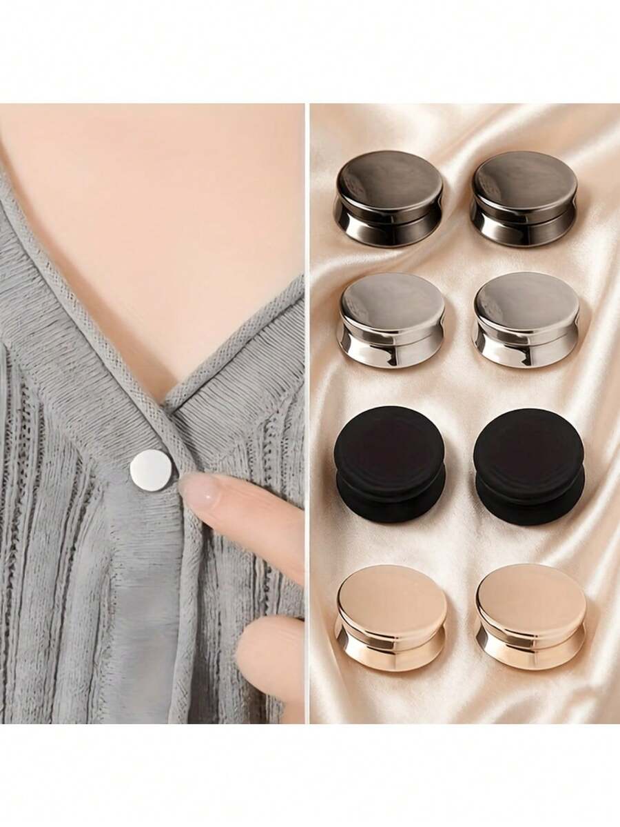 4pcs Fashion Flat Snap Buttons - Multi-Color Detachable Buttons, Suitable For Shirts, Collars, Pants, Cuffs, Scarves, Headscarves - Decorative Accessories, Button Set, Sewing Supplies And Accessories, Clothing Buttons