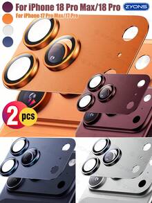 ZYONS 2pcs Camera Lens Protector For IPhone 17 Pro Max - Premium 9H Aluminum Alloy Metal Lens Protector, Strong Adhesion | Compatible With Phone Case Design | Scratch-Resistant, Fingerprint-Resistant, Dust-Resistant | Full Coverage Protector, Prevents Scratches And Impacts | High Transparency Lens Cover, Maintains Original Photo Quality | Ideal Halloween Gift For Family, Friends And Mobile Photography Enthusiasts, Cosmic Orange/Silver/Blue 3 Colors Available - Multicolor - View 2