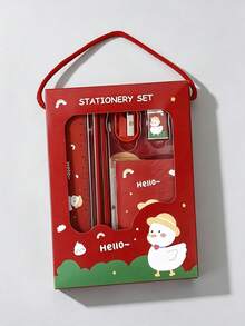 Stationery Gift Set Includes Notebook, Pencil, Ruler, Pencil Sharpener, Eraser And Other Complete Learning Supplies, Meeting Students' Daily Writing And Drawing Needs. 4 Cute Cartoon IP Designs (Astronaut / Rabbit / Duck / Dinosaur), Combining Aesthetics And Practicality, With Portable Gift Box Packaging For Easy Carrying. Perfect For Birthday, Party Gifts, School Rewards And Daily Use. Cute Design, Lightweight Material, Smooth Touch - Multicolor - View 11