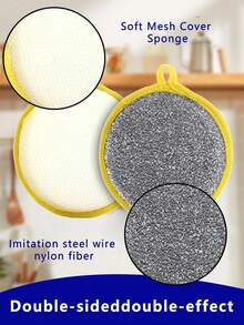 10/5pcs Double-Sided Dish Scrubbing Sponges, Steel Wire Back, Durable And Reusable, Suitable For Dishwashing, Tabletop, Stove And More - Multi-color - View 5